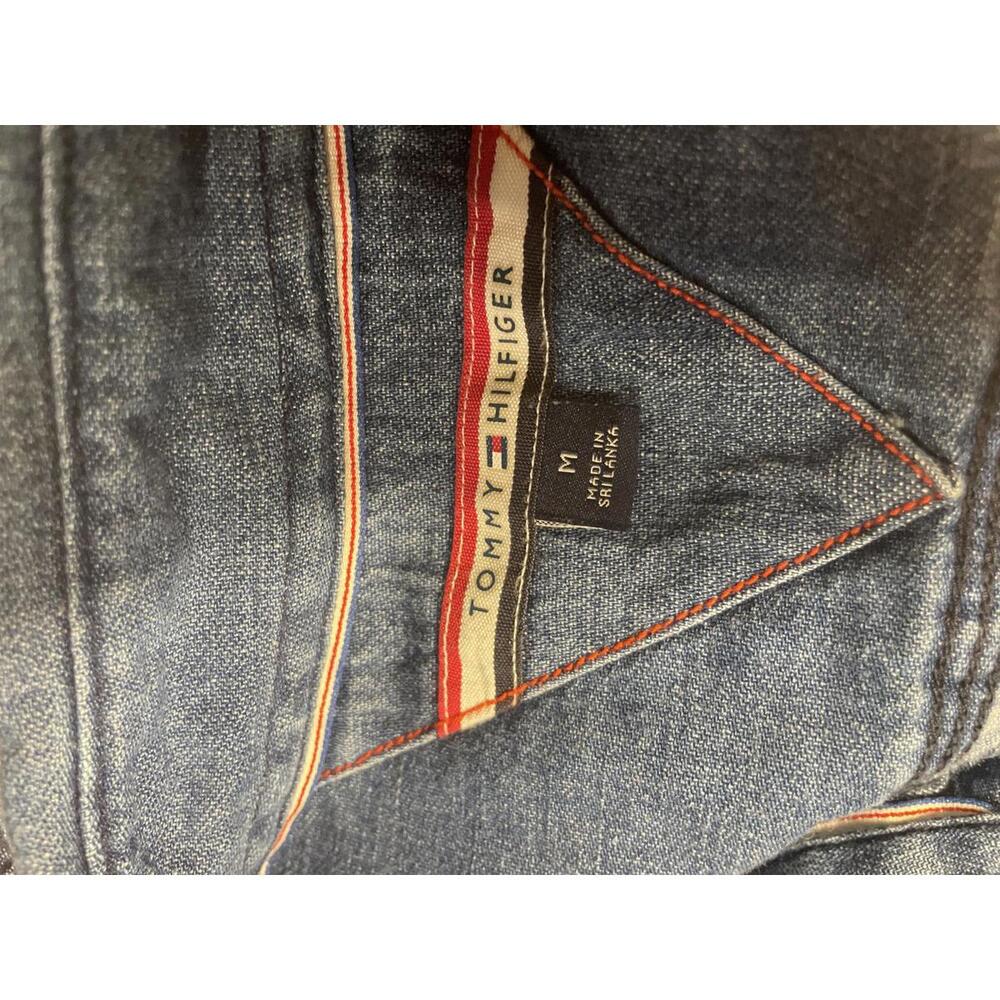 Tommy Hilfiger Denim Shirt Men's Medium Women's Large Button - Picture 3 of 9